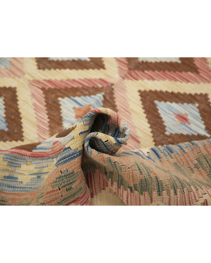 Maimana Kilim 4' 10" X 7' 9" Hand Knotted Wool Kilim 4' 10" X 7' 9" (147 X 236) / Red / Wool