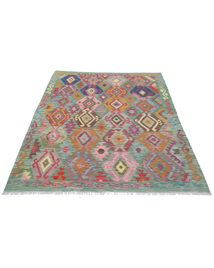 Maimana Kilim 4' 11" X 6' 4" Hand Knotted Wool Kilim 4' 11" X 6' 4" (150 X 193) / Multi / Wool