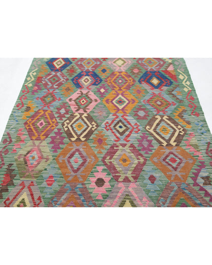 Maimana Kilim 4' 11" X 6' 4" Hand Knotted Wool Kilim 4' 11" X 6' 4" (150 X 193) / Multi / Wool