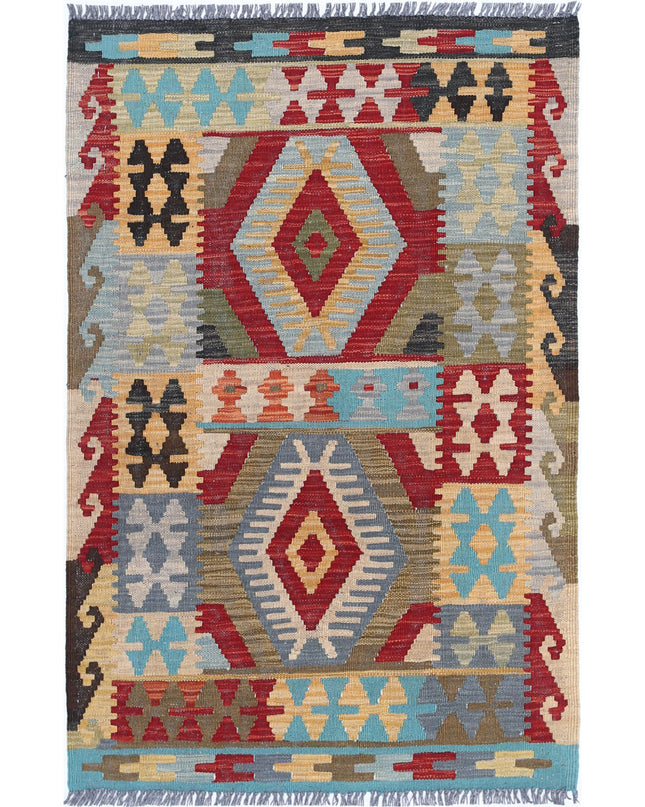 Maimana Kilim 2' 8" X 4' 2" Hand Knotted Wool Kilim 2' 8" X 4' 2" (81 X 127) / Multi / Wool