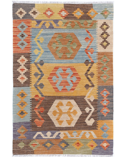 Maimana Kilim 2' 8" X 4' 1" Hand Knotted Wool Kilim 2' 8" X 4' 1" (81 X 124) / Multi / Wool