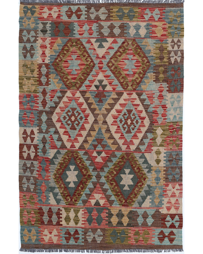 Maimana Kilim 3' 3" X 4' 9" Hand Knotted Wool Kilim 3' 3" X 4' 9" (99 X 145) / Multi / Wool