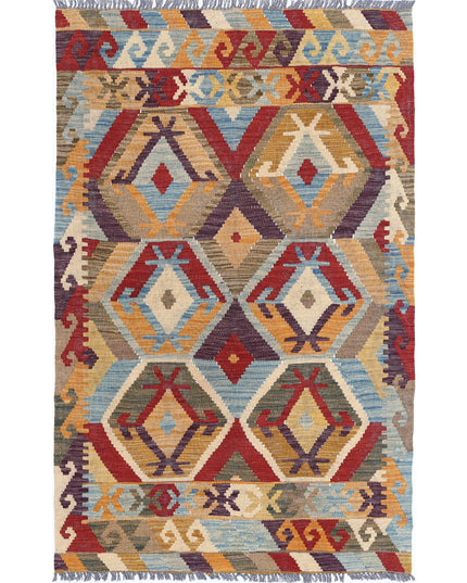 Maimana Kilim 3' 2" X 5' 2" Hand Knotted Wool Kilim 3' 2" X 5' 2" (97 X 158) / Multi / Wool
