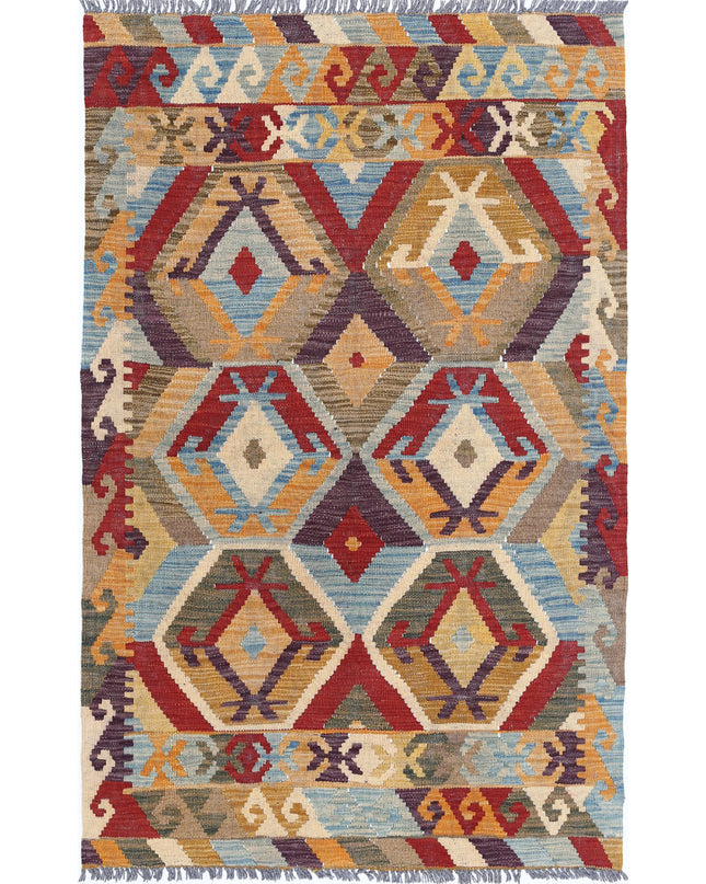 Maimana Kilim 3' 2" X 5' 2" Hand Knotted Wool Kilim 3' 2" X 5' 2" (97 X 158) / Multi / Wool