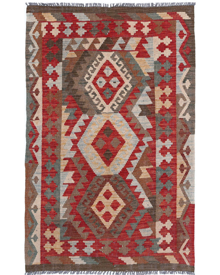 Maimana Kilim 3' 2" X 4' 10" Hand Knotted Wool Kilim 3' 2" X 4' 10" (97 X 147) / Multi / Wool