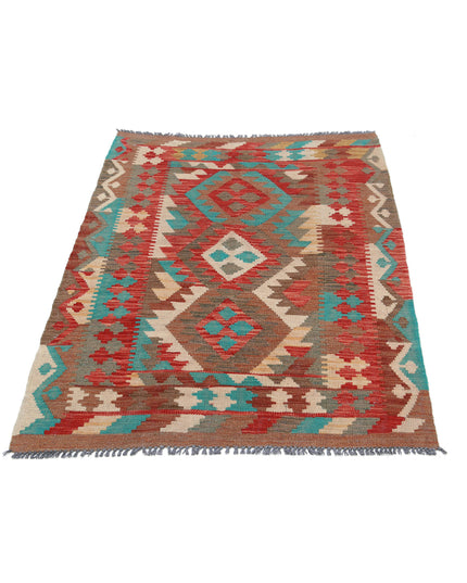 Maimana Kilim 3' 2" X 4' 10" Hand Knotted Wool Kilim 3' 2" X 4' 10" (97 X 147) / Multi / Wool