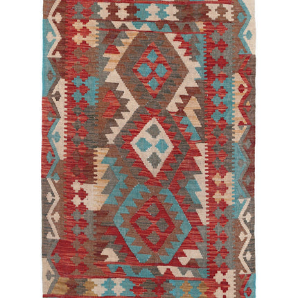Maimana Kilim 3' 2" X 4' 10" Hand Knotted Wool Kilim 3' 2" X 4' 10" (97 X 147) / Multi / Wool