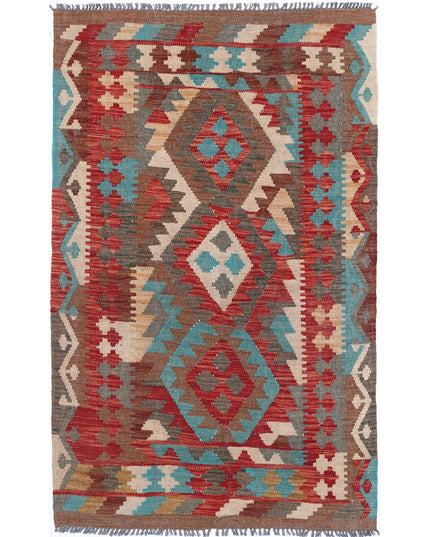 Maimana Kilim 3' 2" X 4' 10" Hand Knotted Wool Kilim 3' 2" X 4' 10" (97 X 147) / Multi / Wool