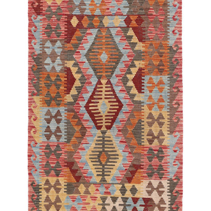 Maimana Kilim 3' 2" X 4' 10" Hand Knotted Wool Kilim 3' 2" X 4' 10" (97 X 147) / Multi / Wool