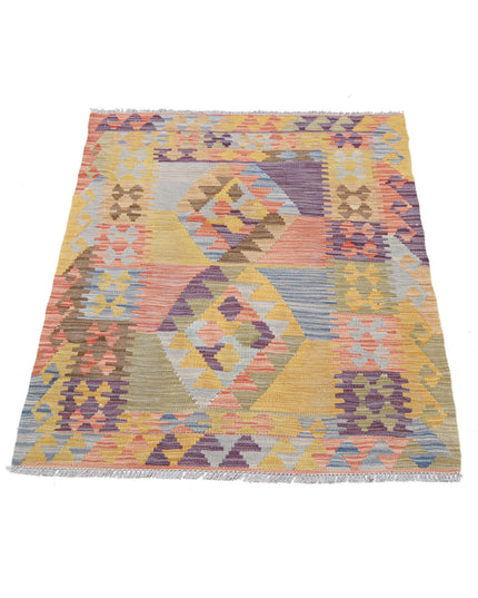 Maimana Kilim 2' 8" X 3' 10" Hand Knotted Wool Kilim 2' 8" X 3' 10" (81 X 117) / Multi / Wool