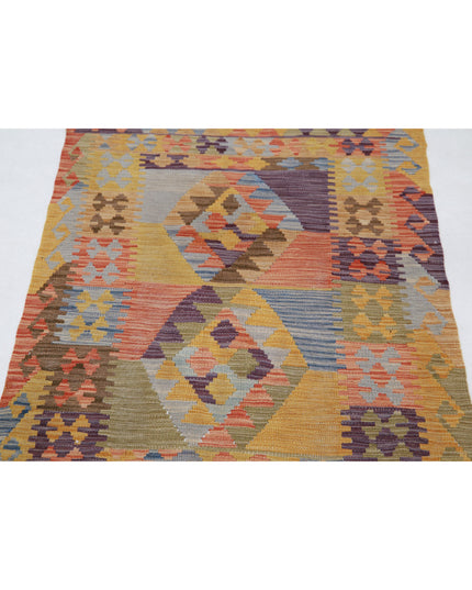 Maimana Kilim 2' 8" X 3' 10" Hand Knotted Wool Kilim 2' 8" X 3' 10" (81 X 117) / Multi / Wool