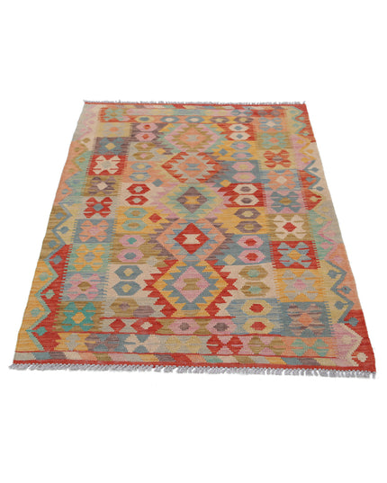 Maimana Kilim 3' 4" X 4' 10" Hand Knotted Wool Kilim 3' 4" X 4' 10" (101 X 147) / Multi / Wool