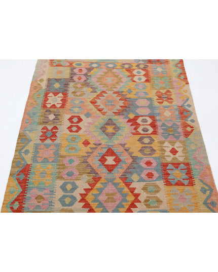 Maimana Kilim 3' 4" X 4' 10" Hand Knotted Wool Kilim 3' 4" X 4' 10" (101 X 147) / Multi / Wool