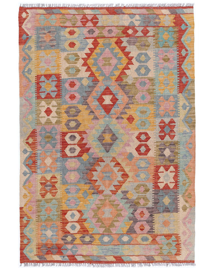 Maimana Kilim 3' 4" X 4' 10" Hand Knotted Wool Kilim 3' 4" X 4' 10" (101 X 147) / Multi / Wool