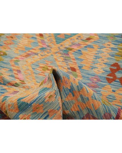 Maimana Kilim 3' 3" X 4' 11" Hand Knotted Wool Kilim 3' 3" X 4' 11" (99 X 150) / Blue / Wool