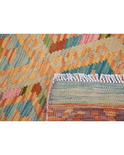 Maimana Kilim 3' 3" X 4' 11" Hand Knotted Wool Kilim 3' 3" X 4' 11" (99 X 150) / Blue / Wool