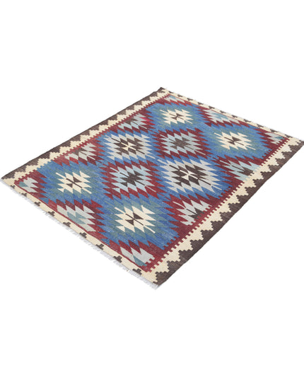 Maimana Kilim 3' 5" X 4' 6" Hand Knotted Wool Kilim 3' 5" X 4' 6" (104 X 137) / Multi / Wool