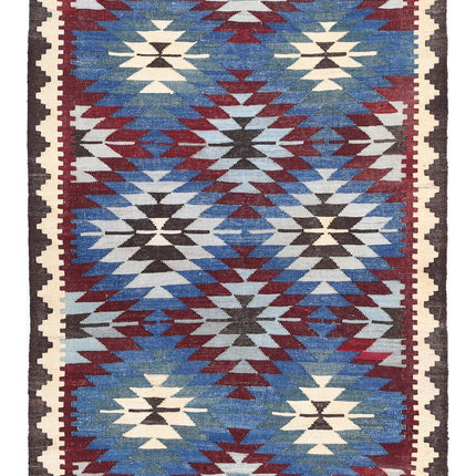 Maimana Kilim 3' 5" X 4' 6" Hand Knotted Wool Kilim 3' 5" X 4' 6" (104 X 137) / Multi / Wool