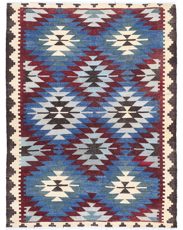Maimana Kilim 3' 5" X 4' 6" Hand Knotted Wool Kilim 3' 5" X 4' 6" (104 X 137) / Multi / Wool