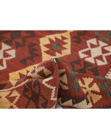 Maimana Kilim 3' 8" X 5' 5" Hand Knotted Wool Kilim 3' 8" X 5' 5" (112 X 165) / Rust / Wool