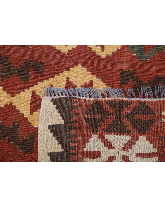 Maimana Kilim 3' 8" X 5' 5" Hand Knotted Wool Kilim 3' 8" X 5' 5" (112 X 165) / Rust / Wool