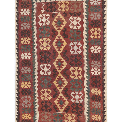 Maimana Kilim 3' 8" X 5' 5" Hand Knotted Wool Kilim 3' 8" X 5' 5" (112 X 165) / Rust / Wool