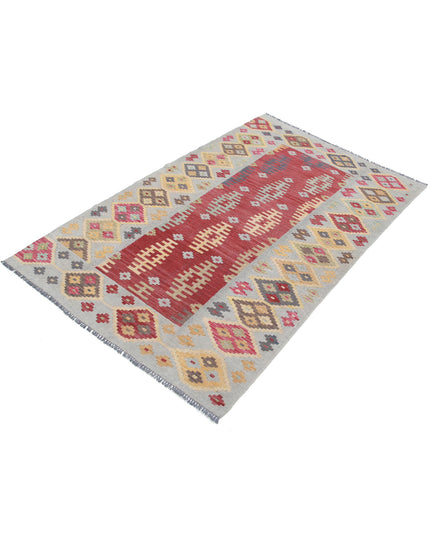 Maimana Kilim 3' 9" X 6' 1" Hand Knotted Wool Kilim 3' 9" X 6' 1" (114 X 185) / Rust / Wool