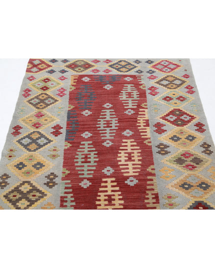 Maimana Kilim 3' 9" X 6' 1" Hand Knotted Wool Kilim 3' 9" X 6' 1" (114 X 185) / Rust / Wool