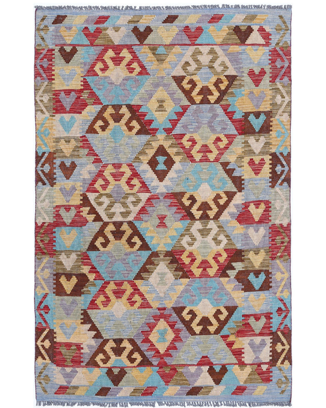 Maimana Kilim 3' 10" X 6' 0" Hand Knotted Wool Kilim 3' 10" X 6' 0" (117 X 183) / Multi / Wool