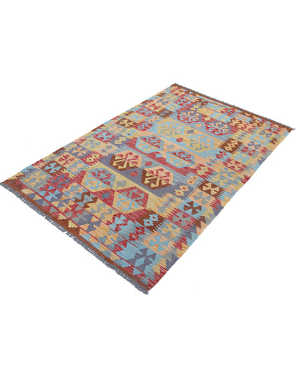 Maimana Kilim 3' 8" X 5' 8" Hand Knotted Wool Kilim 3' 8" X 5' 8" (112 X 173) / Multi / Wool
