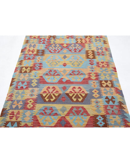Maimana Kilim 3' 8" X 5' 8" Hand Knotted Wool Kilim 3' 8" X 5' 8" (112 X 173) / Multi / Wool