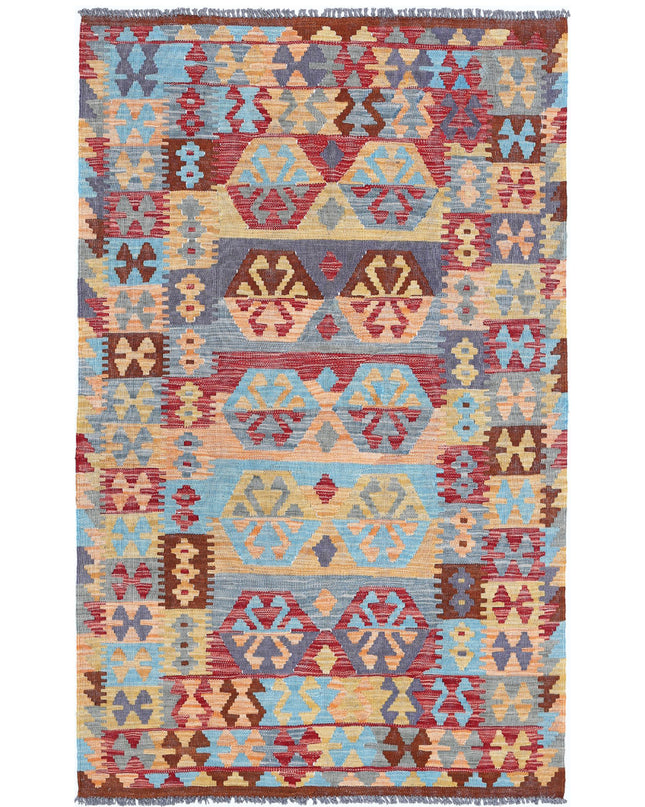Maimana Kilim 3' 8" X 5' 8" Hand Knotted Wool Kilim 3' 8" X 5' 8" (112 X 173) / Multi / Wool