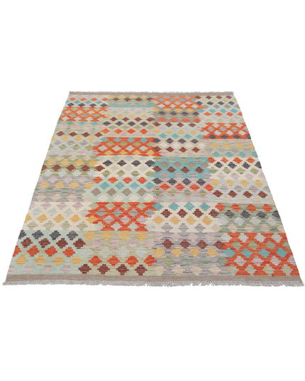 Maimana Kilim 4' 1" X 5' 8" Hand Knotted Wool Kilim 4' 1" X 5' 8" (124 X 173) / Multi / Wool