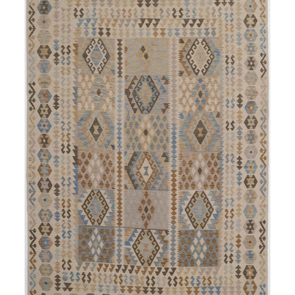 Maimana Kilim 8' 2" X 11' 4" Hand Woven Wool Kilim 8' 2" X 11' 4" (249 X 345) / Ivory / Wool