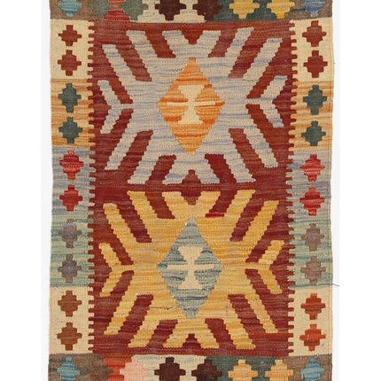 Maimana Kilim 1' 11" X 2' 11" Hand Woven Wool Kilim 1' 11" X 2' 11" (59 X 89) / Multi / Wool