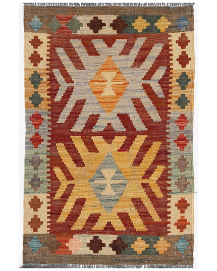 Maimana Kilim 1' 11" X 2' 11" Hand Woven Wool Kilim 1' 11" X 2' 11" (59 X 89) / Multi / Wool