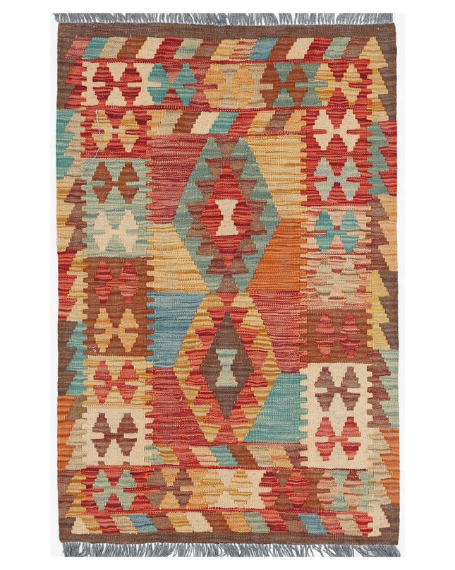 Maimana Kilim 2' 2" X 3' 3" Hand Woven Wool Kilim 2' 2" X 3' 3" (66 X 99) / Multi / Wool