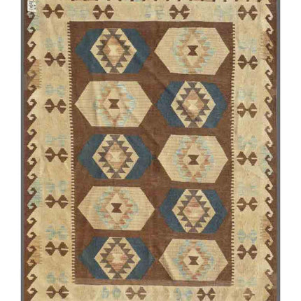 Maimana Kilim 4' 11" X 6' 6" Hand Woven Wool Kilim 4' 11" X 6' 6" (150 X 198) / Multi / Wool