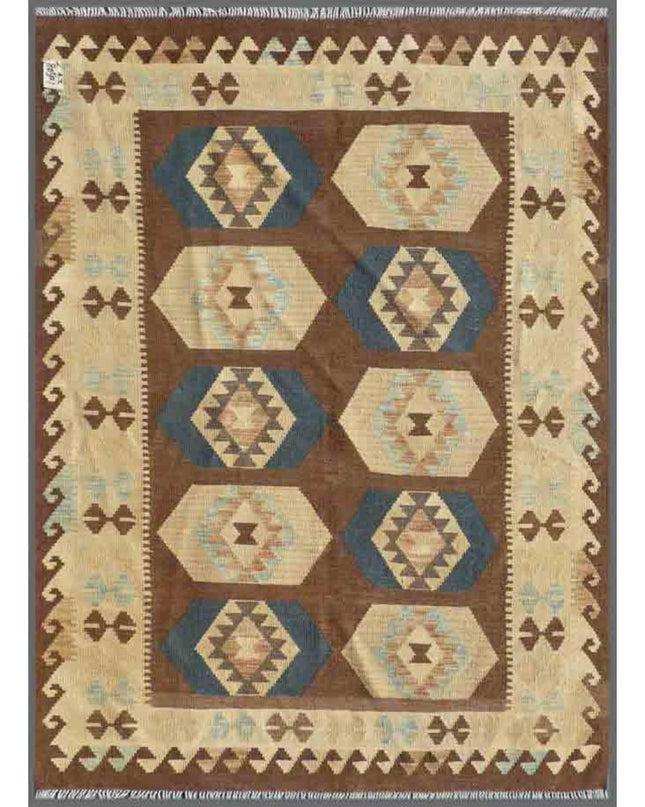Maimana Kilim 4' 11" X 6' 6" Hand Woven Wool Kilim 4' 11" X 6' 6" (150 X 198) / Multi / Wool