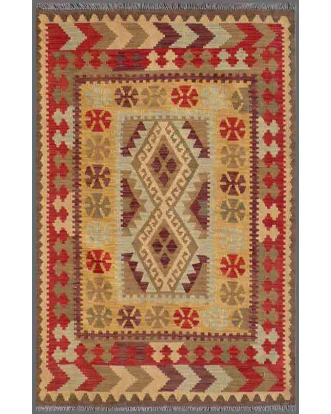 Maimana Kilim 3' 3" X 4' 11" Hand Woven Wool Kilim 3' 3" X 4' 11" (99 X 150) / Multi / Wool