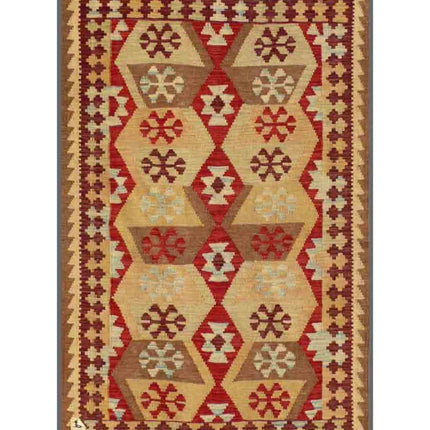 Maimana Kilim 3' 2" X 4' 11" Hand Woven Wool Kilim 3' 2" X 4' 11" (97 X 150) / Multi / Wool