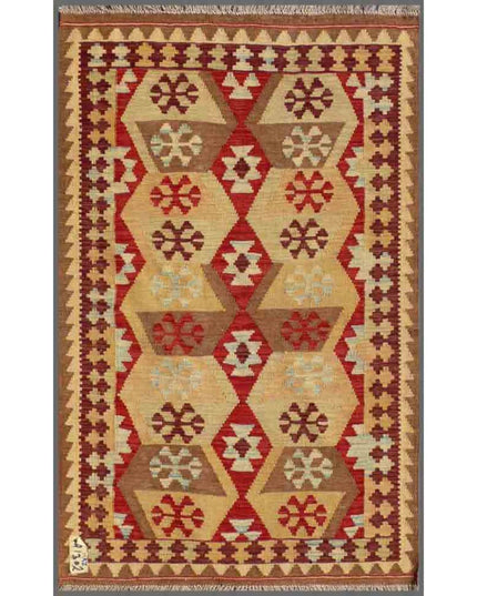 Maimana Kilim 3' 2" X 4' 11" Hand Woven Wool Kilim 3' 2" X 4' 11" (97 X 150) / Multi / Wool