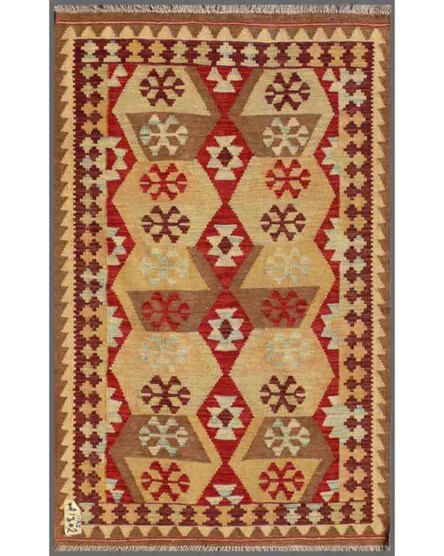 Maimana Kilim 3' 2" X 4' 11" Hand Woven Wool Kilim 3' 2" X 4' 11" (97 X 150) / Multi / Wool