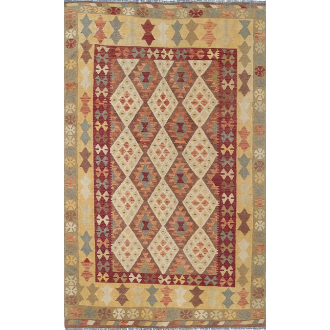 Maimana Kilim Hand-Woven Wool Kilim IVA0001748 - Natalia Rugs