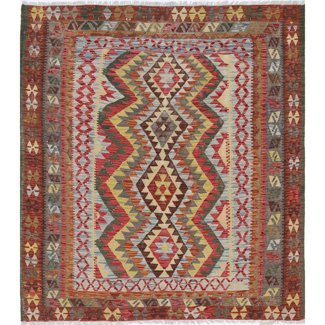 Maimana Kilim Hand-Woven Wool Kilim IVA0007648 - Natalia Rugs
