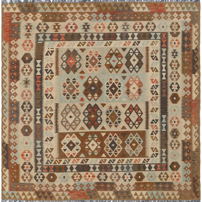 Maimana Kilim Hand-Woven Wool Kilim IVA0007690 - Natalia Rugs