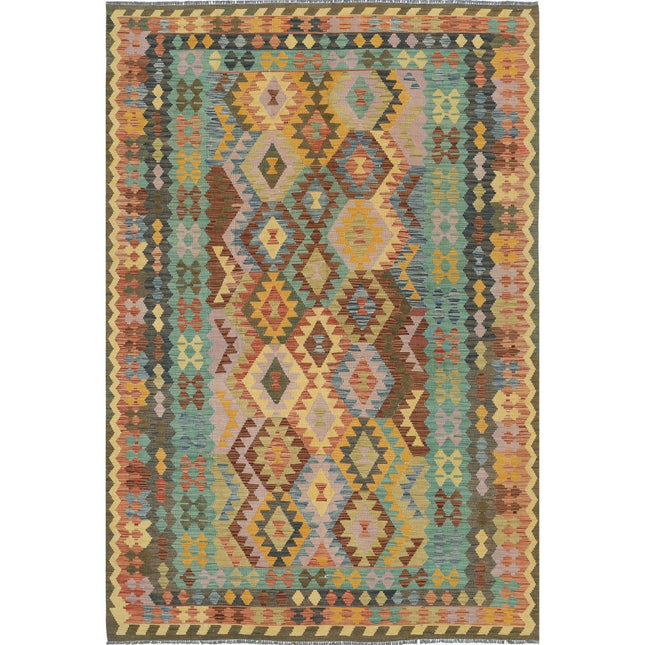 Maimana Kilim Hand-Woven Wool Kilim IVA0011488 - Natalia Rugs