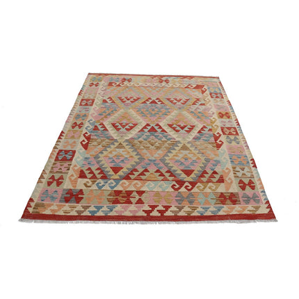 Maimana Kilim 5' 0" X 6' 3" Wool Hand-Woven Kilim 5' 0" X 6' 3" (152 X 191) / Multi / Multi