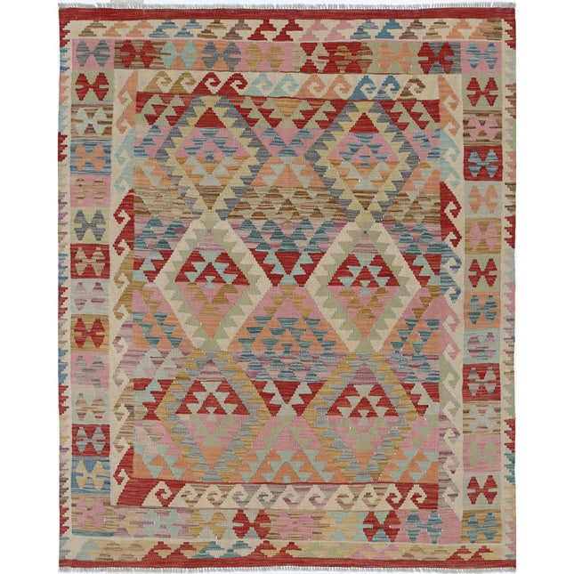 Maimana Kilim Hand-Woven Wool Kilim IVA0014062 - Natalia Rugs