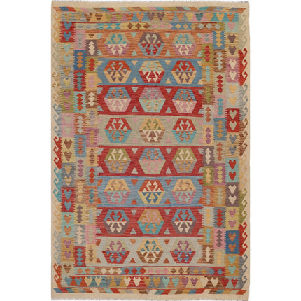 Maimana Kilim Hand-Woven Wool Kilim IVA0014337 - Natalia Rugs